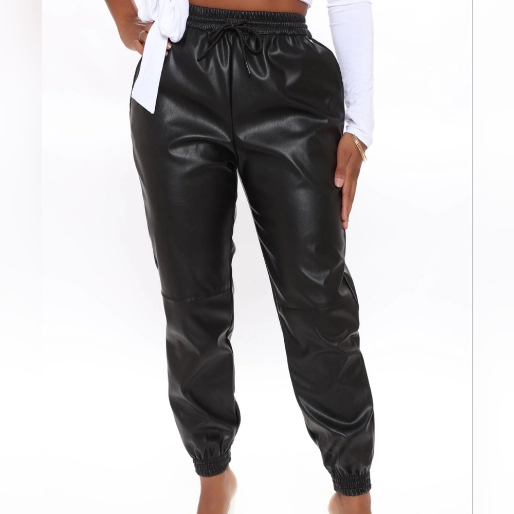 Faux leather pants